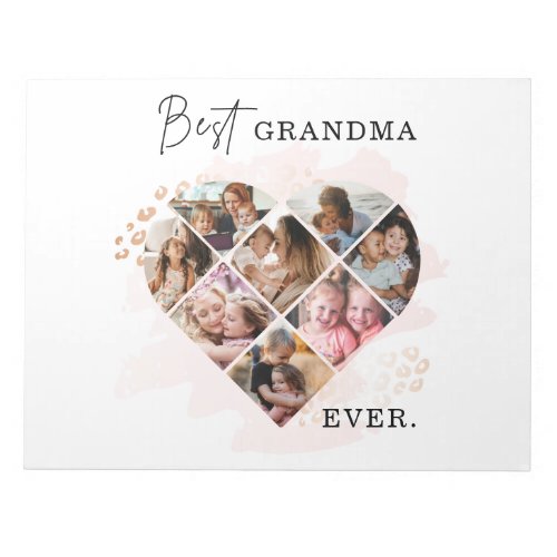 Family Photo Best Grandma Ever Heart Shape 8 Photo Notepad