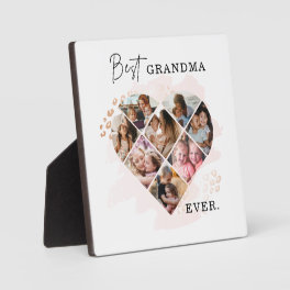 Family Photo Best Grandma Ever Heart Shape 8 Photo Plaque