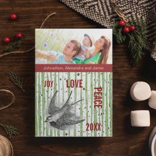 Family Photo Birch Tree Vintage Birds