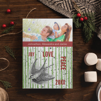 Family Photo Birch Tree Vintage Birds