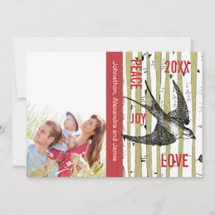 Family Photo Birch Tree Vintage Birds