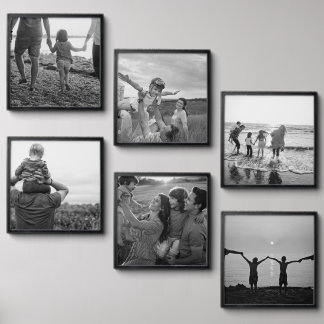 Family Photo black and white Collage Wall Peel And Stick Photo Tile