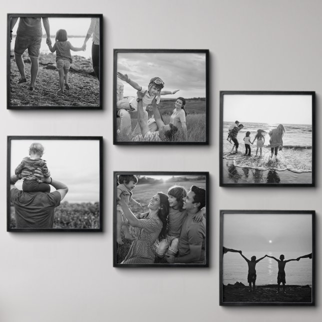 Family Photo black and white Collage Wall Peel And Stick Photo Tile (Front Set)