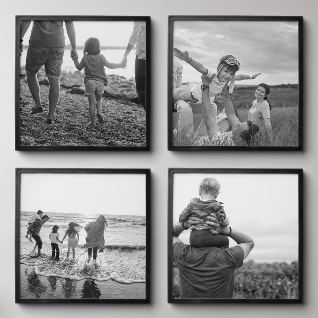 Family Photo black and white Collage Wall Peel And Stick Photo Tile (Front Set)