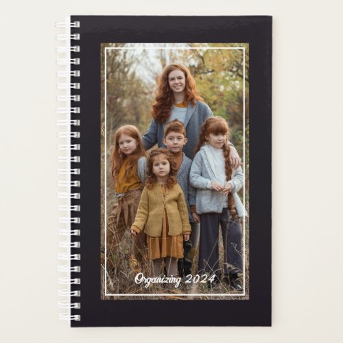 Family Photo Black  White Personalized Planner