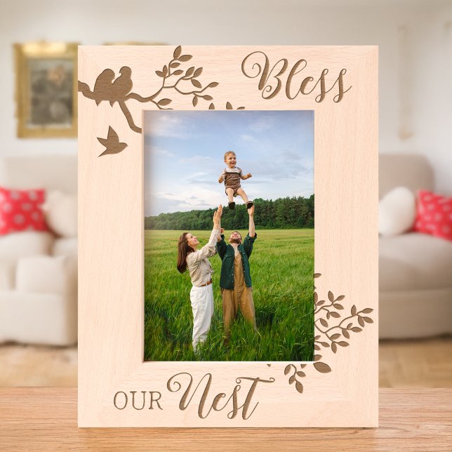 Family Photo Bless Our Nest Bird Silhouettes Engraved Frames (Creator Uploaded)