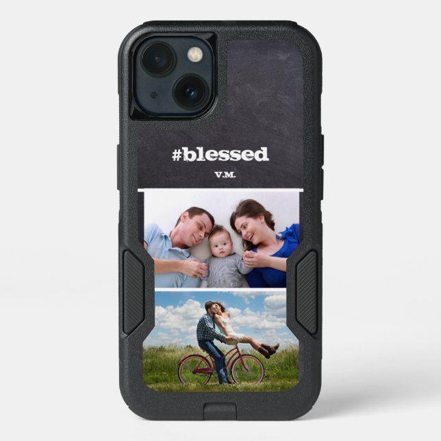 Family Photo #blessed | name initials Otterbox iPhone Case (Back)