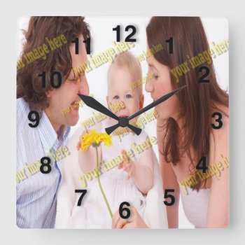 Family Photo Budget Special Cool Square Wall Clock by Zazzimsical at Zazzle