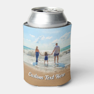 Family Photo Can Cooler Personalized Text