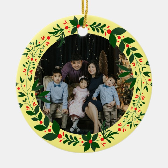 Family Photo Ceramic Ornament (Front)