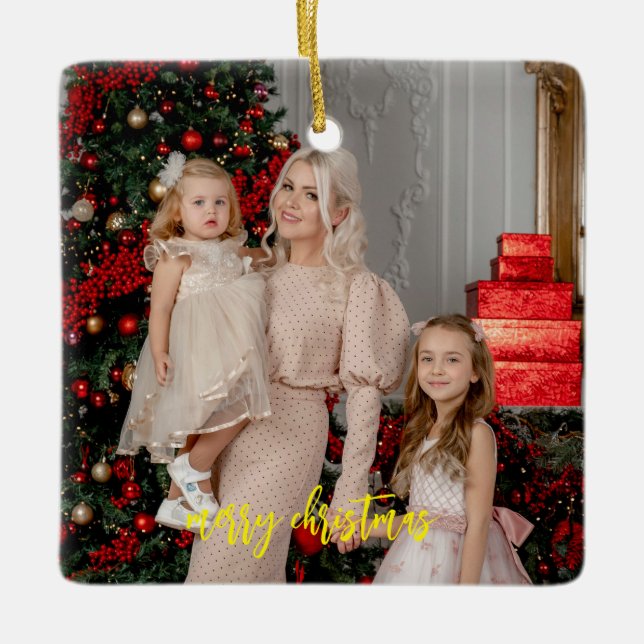 Family Photo Ceramic Ornament – Modern Keepsake (Front)
