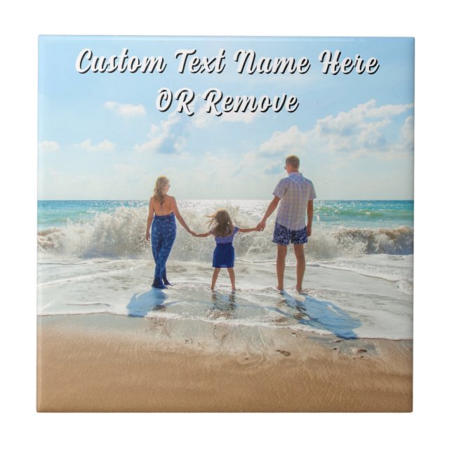 Family Photo Ceramic Tile Personalized Text (Front)
