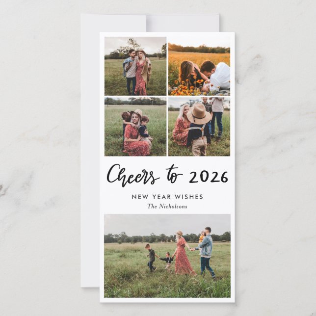 Family Photo | Cheers To 2026 Script New Year Holiday Card (Front)