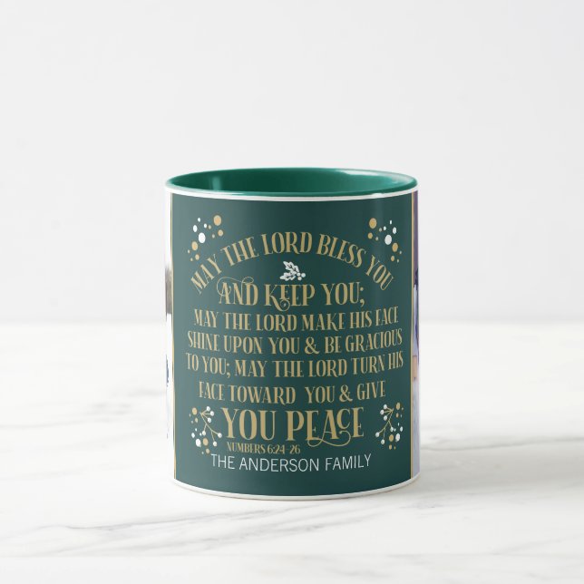Family Photo Christmas Blessing Numbers 6:24-26 Mug (Center)