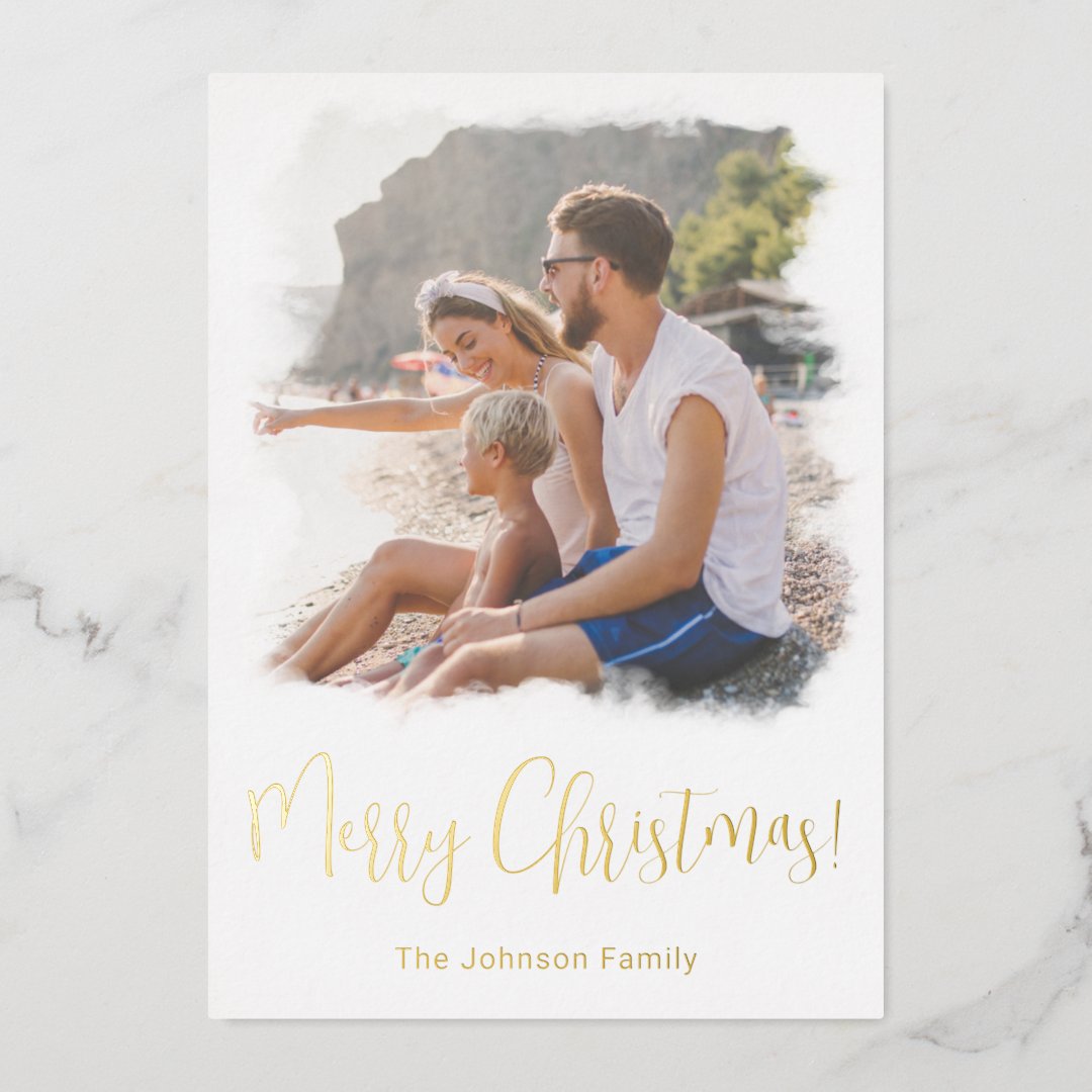 Family Photo Christmas Card Watercolor Template