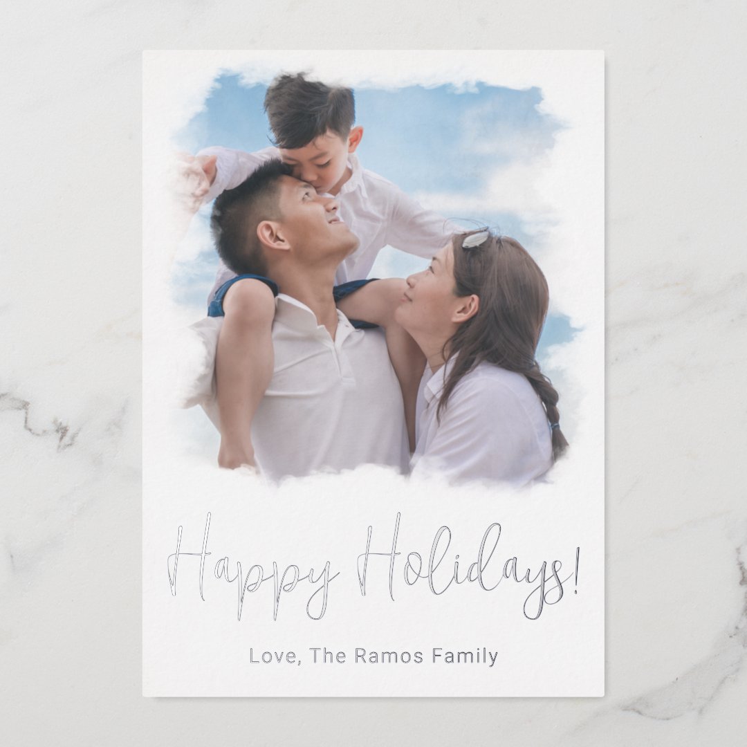 Family Photo Christmas Card Watercolor Template