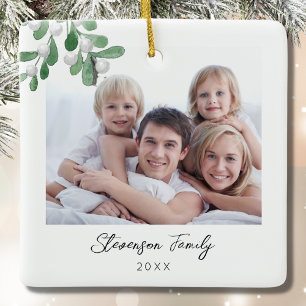 Family Photo Christmas Ceramic Ornament