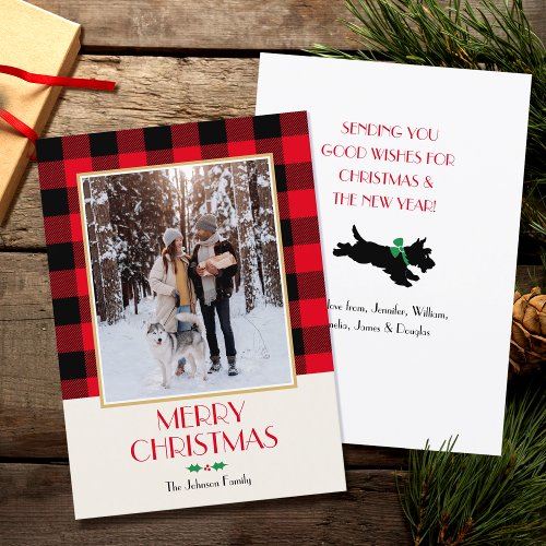 Family Photo Christmas Custom Red Flat Holiday Card