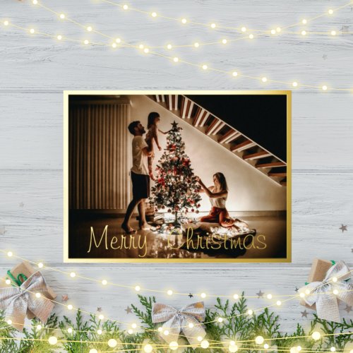 Family Photo  Christmas Foil Post Card