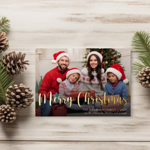 Family Photo Christmas Gold Foil Holiday Card