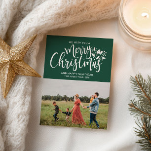 Family Photo Christmas Green Postcard