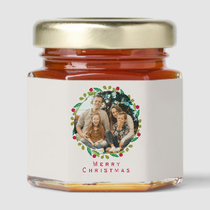 Family Photo Christmas Honey Jar Favors