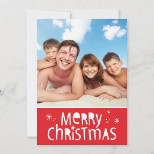 FAMILY PHOTO CHRISTMAS modern typography merry Holiday Card