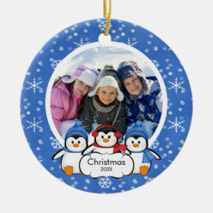 Family Photo Christmas Ornament Cute Penguins