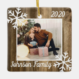 Family Photo Christmas Ornament Rustic Barnwood