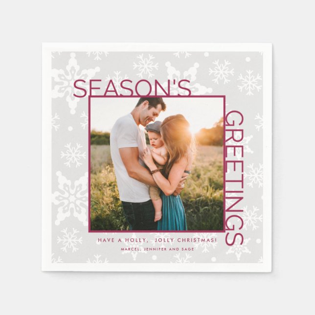 Family Photo Christmas Party Napkins (Front)