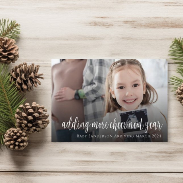 Family Photo Christmas Pregnancy Announcement Card (Creator Uploaded)