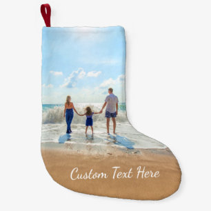 Family Photo Christmas Stocking Personalized Text