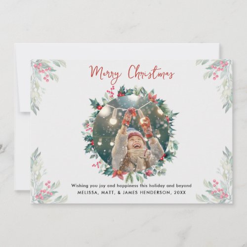Family Photo Christmas Stylish Plaid Holiday Card