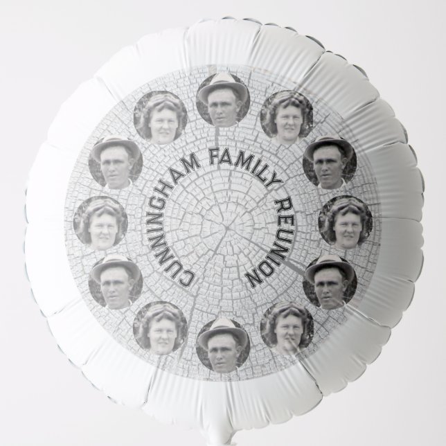 Family Photo Circles Tree Slice Background Balloon (Front)