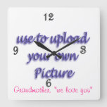 Family Photo Clock- Customize And Personalize Square Wall Clock at Zazzle