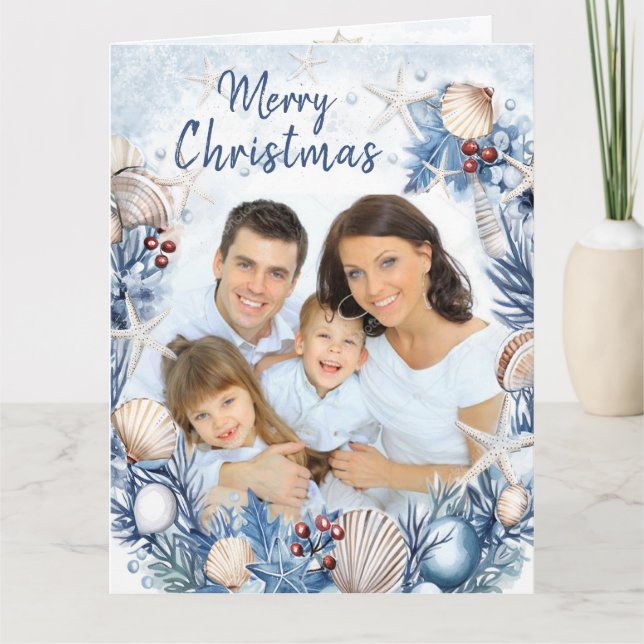 Family Photo Coastal Christmas Card (Front)