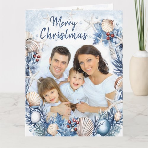 Family Photo Coastal Christmas Card
