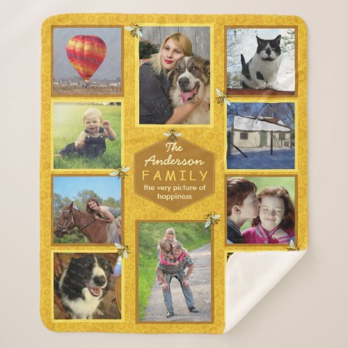 Family Photo Collage 10 Pictures  Honeybee Theme Sherpa Blanket