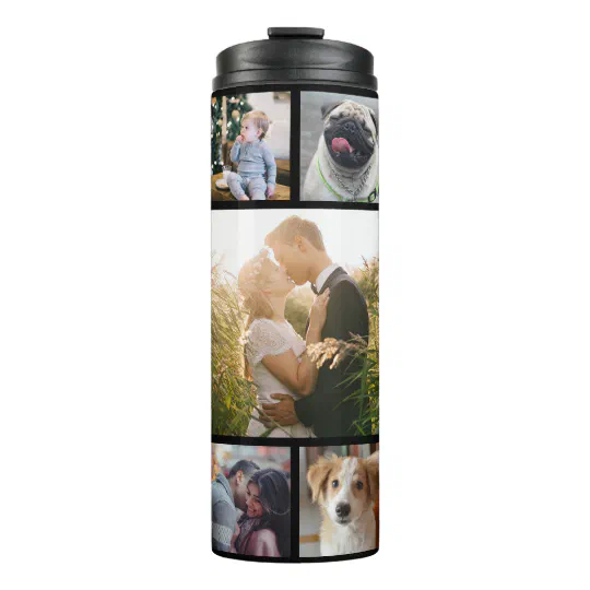 Family Photo Collage 11 Custom Pictures | Black Thermal Tumbler | Zazzle.com