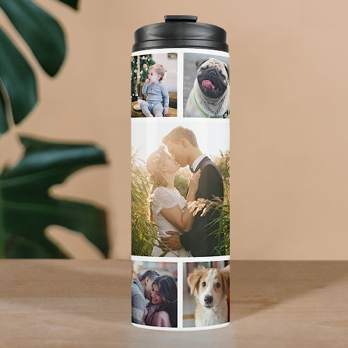 Family Photo Collage 11 Custom Pictures  White Thermal Tumbler