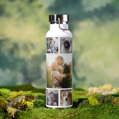 Family Photo Collage 11 Custom Pictures  White Water Bottle