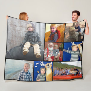 Family Photo Collage 12 Square Instagram Photos Fleece Blanket