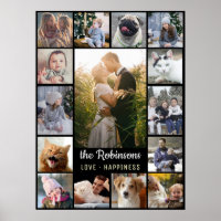 Family Photo Collage 15 Pictures + Name Black Easy