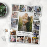 Family Photo Collage 15 Pictures + Name White Easy Jigsaw Puzzle
