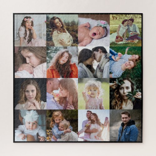 Family Photo Collage 16 Easy Square Instagram Grid Jigsaw Puzzle