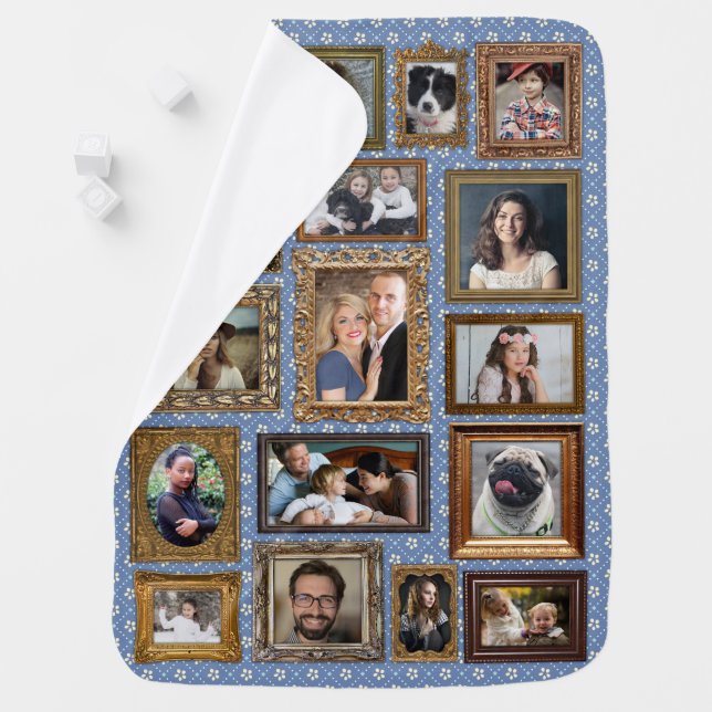 Family Photo Collage 17 Pictures Fancy Frames Easy Baby Blanket (In Situ)
