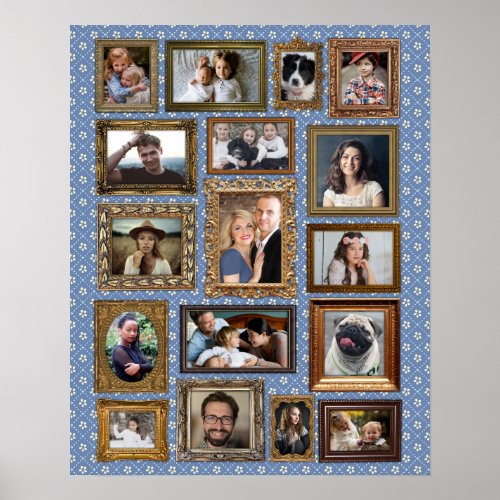 Family Photo Collage 17 Pictures Fancy Frames Easy Poster