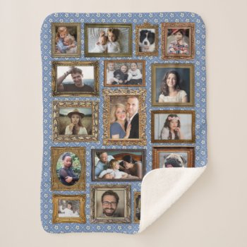 Family Photo Collage 17 Pictures Fancy Frames Easy Sherpa Blanket by PictureCollage at Zazzle