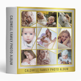 Family Photo Collage 18 Instagram Pic Gold Silver 3 Ring Binder