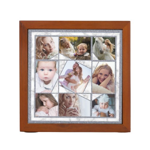Family Photo Collage 18 Instagram Pictures Marble Desk Organizer
